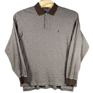 Vintage Polo Ralph Lauren‎ Sweater Men XL Beige Herringbone Long Sleeve Preppy